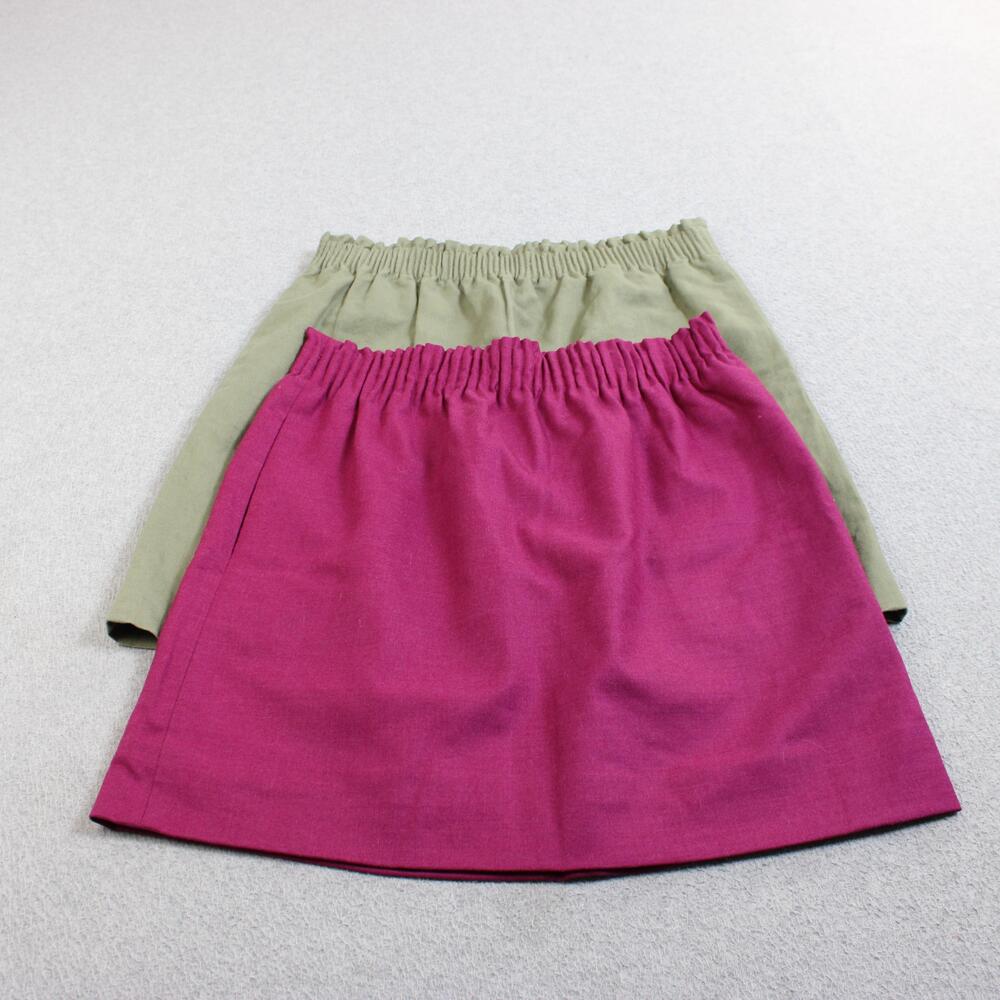 J Crew Skirt Set Womens 6 Green Pink A-Line Elastic Waist Linen Blend Pockets